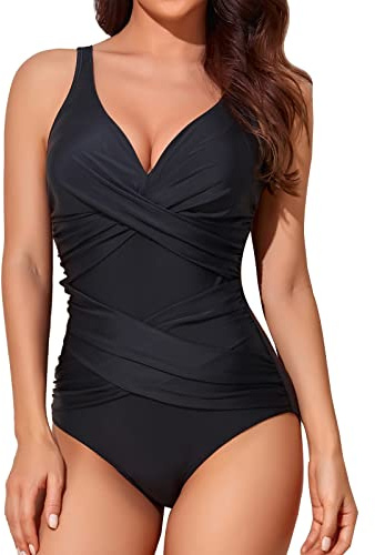 Smismivo Costume da Bagno Intero da Donna con Controllo della Pancia Push up Costume Intero Donna con Halter Imbottito Elegante Curvy Costumi da Bagno Donna Spiaggia Estate Beachwear