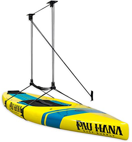 StoreYourBoard Standup Paddleboard and Surfboard Ceiling Storage Pulley System, Garage Mount Hoist, Heavy Duty Holds 150 lbs