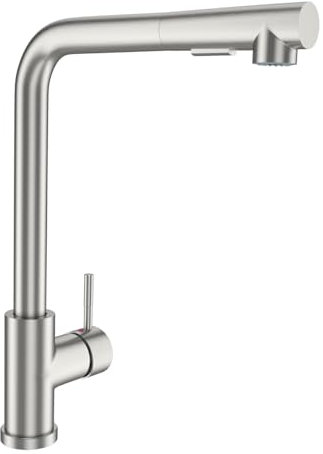 Wasserhahn Küche Edelstahl Küchenarmatur Mischbatterie mit Brause Ausziehbar Hochdruck 360° Schwenkbar Spültischarmatur Küche Zwei Strahlarten Wasserstrahlarten Wasserhahn