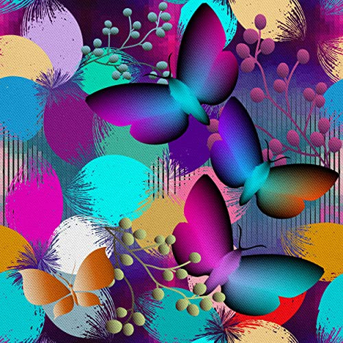 HEKO PANELS Stoff Oxford Wasserdichte Meterware Canvas-Stoff Polyester Stoff Zum Nähen Nähstoffe Dekostoffe Wasserabweisend Blickdicht Blumen Schmetterlinge 1 Meter 155 x 100 cm