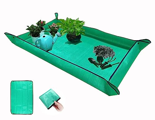 BIUWING Extra große Pflanzen-Umtopfmatte, verdickt, wasserdicht, für Zimmerpflanzen-Umpflanzen und Chaoskontrolle, Faltbare tragbare Sukkulenten-Gartenmatte (100 x 76 cm, grün)