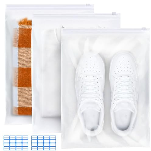30 Pièces Pochette Voyage Sachet Plastique Zip 30x40cm Etanche Sac de Rangement Voyage Non Poreux Sac Vetement Mat Pochette Rangement pour Chaussures, Costume, Maquillage, Sous-Vêtements