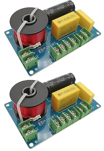 3 Way Speaker Crossover, PUV-W3 200W Passive Crossover for HiFi Home Audio 4 to 8 Ohm Bass Mediant Tweeter Bookshelf Speakers - 2Pack