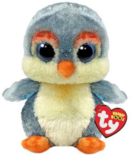 Ty Beanie Boos - Fisher the Fågel med glittrande blå ögon, plyschleksaken med de glittrande stora ögonen - 15 cm - T37322