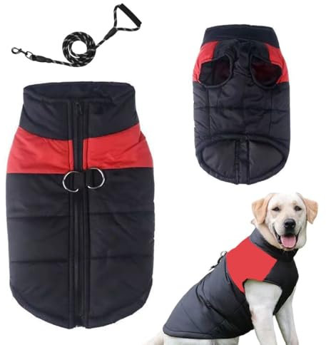 Wasserdichter Hundemantel, Winter Warme Hundejacke, Hundeweste Mit Geschirr, Hunderegenmantel Winddicht, Reflektoren Winterweste, Kaltes Hundemantel Für Kleine Mittlere Große Hunde (Color : A, Size