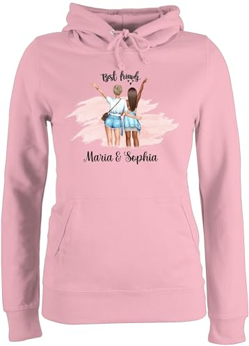 Geschenk mit Namen personalisiert by Shirtracer - Pullover Damen Hoodie Frauen - Freundin - Best Friends Hände Peace mit Name Freundinnen