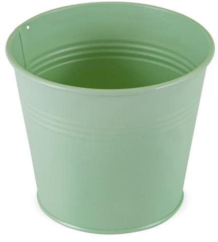 Vaso da fiori piccolo in metallo verde 14 cm x 13 cm – Vaso per orchidee, vaso per piante, vaso per erbe, vaso per bonsai e accessori per piante, vaso decorativo per balcone e davanzale
