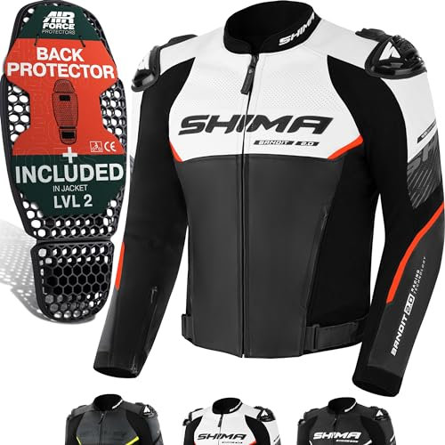 SHIMA BANDIT Chaqueta Moto Hombre AIRFORCE Protector Espalda Cazadora Motociclista Chaquetas Cuero Protecciones Ventilado Verano Traje de Moto Armadura Cazadoras Motocicletas (Masculinos, Rojo, 56)