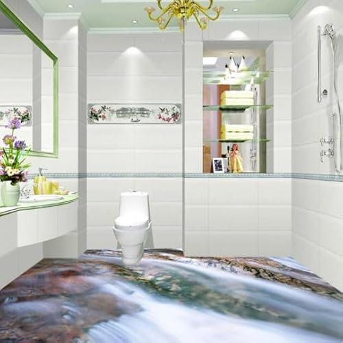 Suelos Personalizados Foto 3D Pintura Decorativa Baño 3D Pequeño Río Agua Piedra Baldosa Papel Tapiz De Suelo 3D, 200cmX140cm