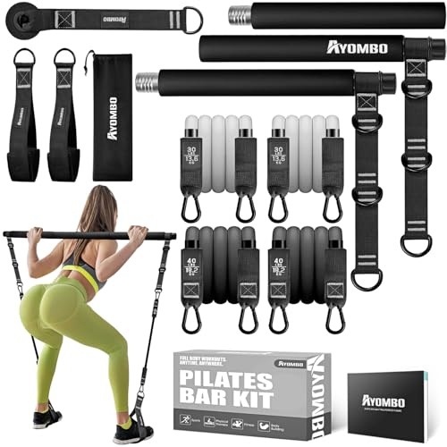 Pilates Bar, Pilates Bar Kit with Resistance Bands, Adjustable Multifunctional Pilates Workout Equipment for Men & Women, Portable Home Gym Pilates Equipment of Full Body Exercise
