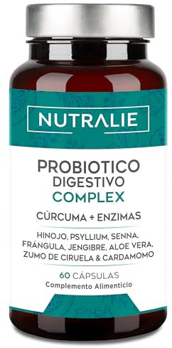 Probiótico Digestivo Complex - Cúrcuma + Enzimas + Hinojo + Psyllium + Senna + Frángula - 60 cápsulas Digestive Complex Nutralie