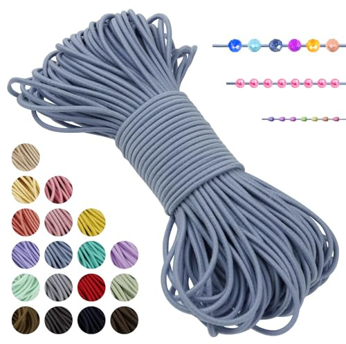 LEREATI Filo Elastico per Braccialetti Resistente, Cordoncino Elastico 2mm x 20m Elastici Braccialetti Cordino Elastico, Filo Nylon per Collane Perline Braccialetti Fai da Te Cucire (Blu Grigio)