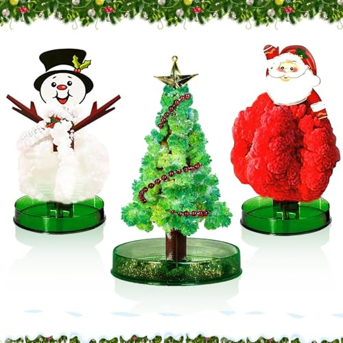 3 PCS Mini-Weihnachtsbaum, Magischer Papier-Baum,DIY Kristall-Züchtungs-Set | Magischer Weihnachtsbaum, Magic Growing Christmas Tree Kit, Wissenschafts-Kits und Spielzeuge, Lernanleitung