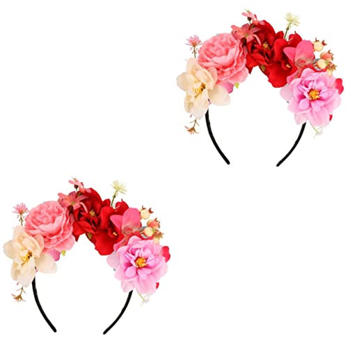 VICASKY 2stücke Blumenhaarband Damen Verstellbares Haarschmuck Mit Künstlichen Blumen Für Hochzeiten Und Partys Elegantes Blumenkranz Haarreif Für Frauen Für Brautjungfern Und Feiern