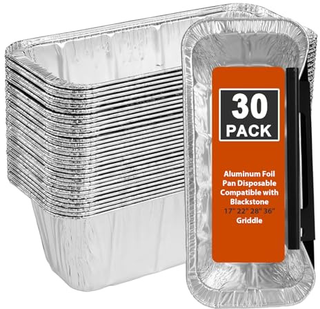 Whaleme Grease Cup Liners for Blackstone Griddle 5017 - Blackstone Griddle Accessories， Disposable Grill Grease Tray, Aluminum Foil Drip Pan Grease Catcher Cup Liner for 17, 22, 28, 36 Inch (30 Pack)