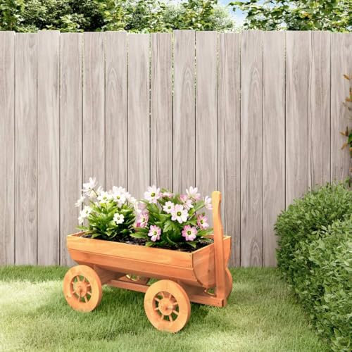 Homgoday Wagon décoratif 70 x 43 x 54 cm en bois massif de sapin brouette maison et jardin