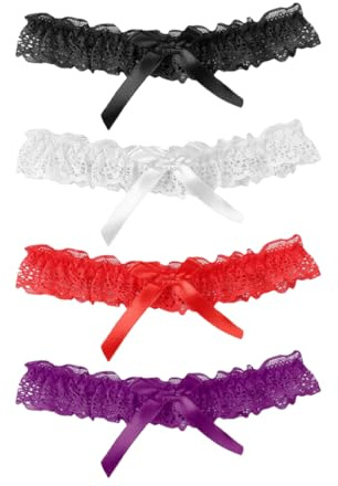 4 st bröllop strumpeband för brud spets rosett strumpeband bälte ben ring brud strumpeband för brud klassisk handgjord stretch tofs strumpband fest bröllop tillbehör, svart, Extra breit