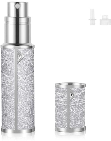 LOPHE Atomizador Perfume Recargable, 5ML Botella de Spray de Perfume, Pulverizador Perfume Viaje, Pulverizador para Viajes, Vacacione, Gris Elegante