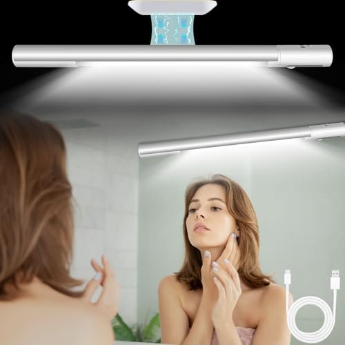 Funmo LED Lampe Maquillage, Lampe Maquillage Portable Avec Ventouse, Variateur Lumière LED Lampe Salle Bain Lampe Maquillage Lampe D'armoire Lumière du Jour, pour Eclairage Mural et Eclairage Miroir