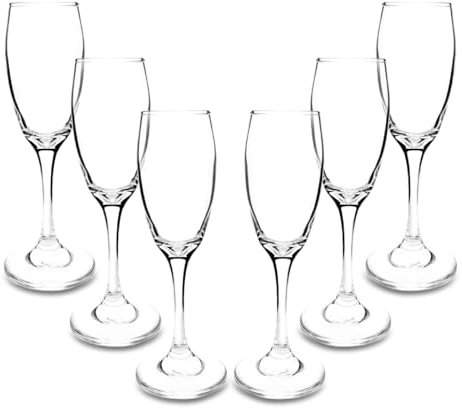 ARCA, Set di 6 Calici Flute per Prosecco in Vetro, per 6 Persone, Adatti Anche per Champagne, Cocktail a Base di Spumante o Altre Bevande Festive, Lavabili in Lavastoviglie, 170 ml