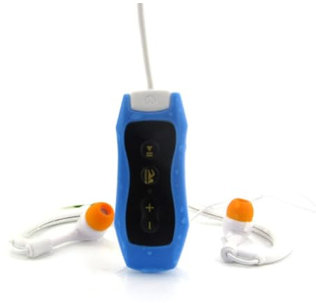 MRNHA Lecteur MP3 Étanche IPX8 avec Radio FM, Son Stéréo, Natation, Plongée, Surf, Cyclisme, Sport, Lecteur de Musique avec FM (D) Réutilisable et