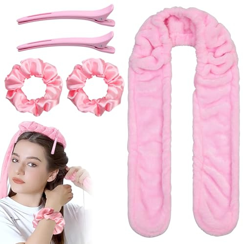5 Pcs Heatless Curls Set, No Heat Curling Headband Overnight for All Types Women DIY Hair Styling