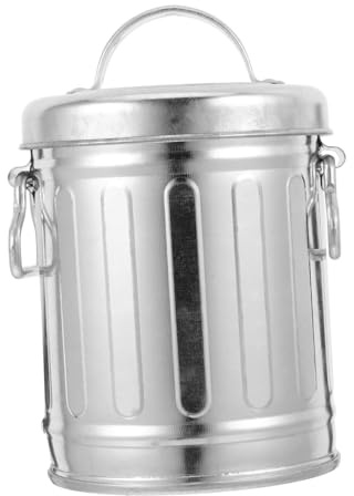 Large Ashtray Galvanized Iron Bucket Shape with Lid | Vintage Retro Silver Finish, Easy to Clean and Prevents Ash Scattering, Ashtray Bucket for Desktop Use