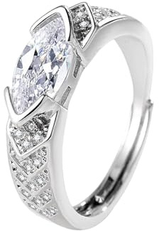 Ticome Titanium Ion Moissanite Diamond Ring, Fashionable Women's Adjustable Horus Eye Gemstone Healing Ring, Energy Balance Self-Healing Trend Charm Jewelry Gift (White Diamond)