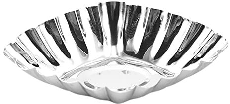 Qsvbeeqj Non Stick Stainless Steel Egg Tart Mold Fluted Design Mold Egg Cake Tartlet Reusable Muffins Moulds Tartlet Molds for Baking