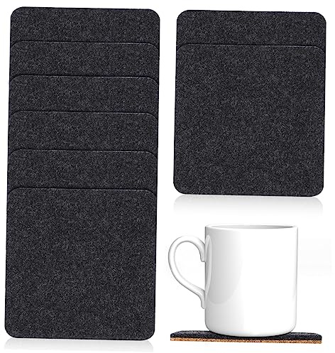 SMASOLO 8 Piezas Posavasos Doble Cara de Fieltro y Corcho Antideslizantes para Bebidas Calientes y Frías Protección para Mesas Hogar Oficina y Cafetería