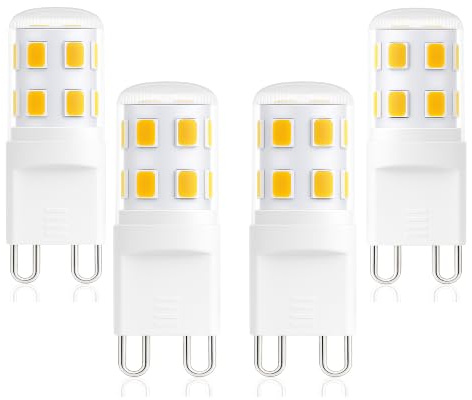 Euxper G9 LED Lampe 2W Warmweiß 3000K ersetzt 28W – 33W Halogen 320LM, Energieeffizienzklasse C, LED G9 Leuchtmittel für Kronleuchter & Dekobeleuchtung, CRI>85, Flimmerfrei, Nicht Dimmbar, 4er Pack