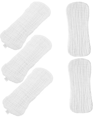 Wiederverwendbare Stück einlagen Baumwollwindel 5, Weiß, Babys | Waschbar, Saugfähig und Angenehm, für Neugeborene, Reisen und Ausflüge, 46x17cm, 0-24 Monate