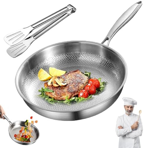 Ruileyou Sarten Titanio Puro, Sartén Titanio Puro Con Tapa y Espátula, Resistente a Rayones, Antiadherente, Apto Para Todo Tipo de Estufas, Ideal Para Usar en la Cocina y en Camping (Sin Tapa, 24cm)