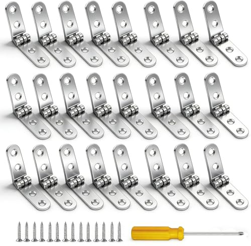 24 Stück Scharniere Klappbar 180 Grad aus Edelstahl | Klappscharnier Aufschraubscharnier Set mit 96 Schrauben + Schraubendreher | Für Klapptisch, Schrank, Holzkiste, Möbel & Nähmaschinen