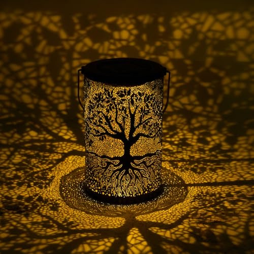 Solar Lanterns for Outdoor, Solar Lanterns Outdoor Waterproof Hanging, Tree of Life Lantern Garden Decor, LED Home Decoration Outside for Yard Patio Porch Lawn Tree Pathway