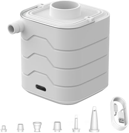 Youngwier Pompa Elettrica Portatile per Materassini Gonfiabili,Gonfiatore e Sgonfiatore con Luce LED - Gonfiatore Portatile da Viaggio - per Campeggio Sedie Barche Piscina Tappeti Anelli Cuscini