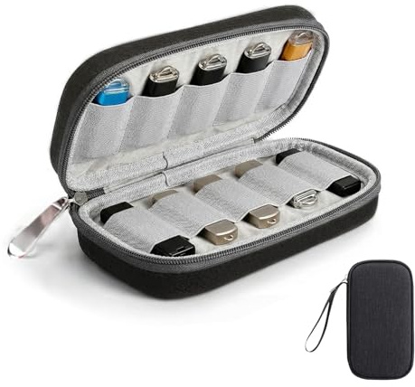 Cloxtralon Pochette de rangement pour clés USB, organisateur électronique avec 10 compartiments pour accessoires USB (Noir)