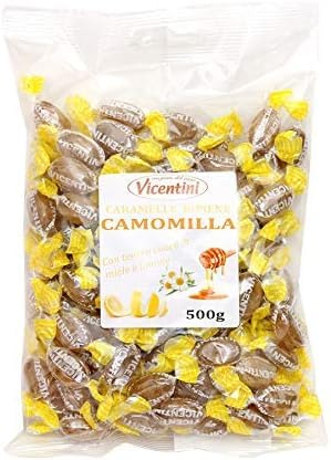 VICENTINI Caramelle Camomilla e Limone con Morbido ripieno di Miele g 500 - Gusto dolce e avvolgente