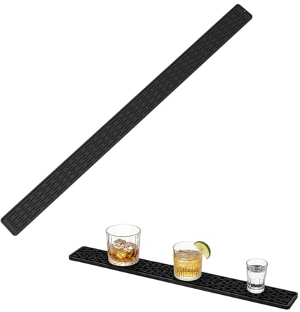 MxSplorion Abtropfmatte Schmal aus Silikon, 80 x 5.5cm Antirutschmatte Schmale Barmatte,Spülbecken Organizer, Rutschfest und Langlebig Trockenmatte für Babyflaschen, Gläser & Küchenzubehör, Schwarz