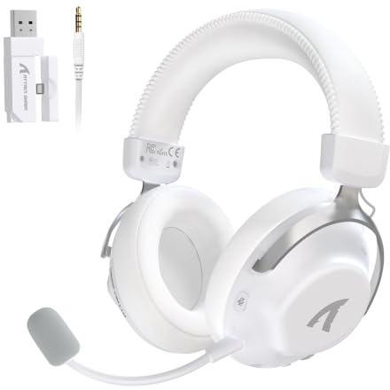 ATTACK SHARK L50PRO Casque Gaming Sans Fil Son Surround 7.1 Modes EQ Pilotes 53mm Connexion Triple Mode Batterie 1100mAh Circum-Auriculaire avec Micro Amovible Anti-Bruit pour PC/Xbox/PS4 - Blanc