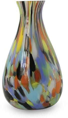 NOVICA Mehrfarbige Konfetti-Vase, mundgeblasen, Murano-Stil, Glasvase, Carnival Colors