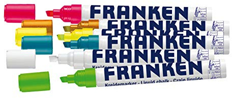 FRANKEN Kreidemarker, Windowmarker, 2-5 mm Keilspitze, 6 Stück, farblich sortiert, ZKM97