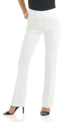 Rekucci Pantalones Mujer, “Déjate Llevar por la Comodidad” Corte de Bota Pantalon Mujer (50, Blanco)