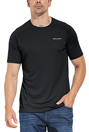 BALEAF UV-tröja herr vatten UPF 50+ kortärmad rashguard herr simskjorta rash väst för simning dykning, Svart klassisk, L
