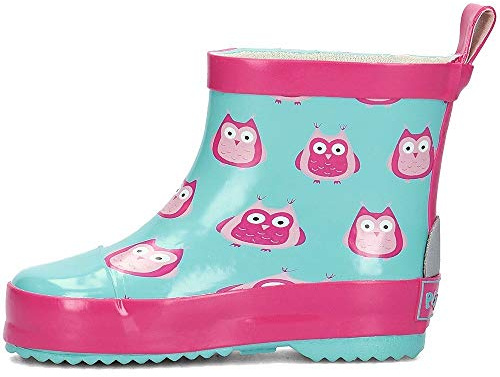 Playshoes Bota de Agua Búhos, Botas de Goma, Unisex niños, Multicolor (Blue/Pink), 25 EU