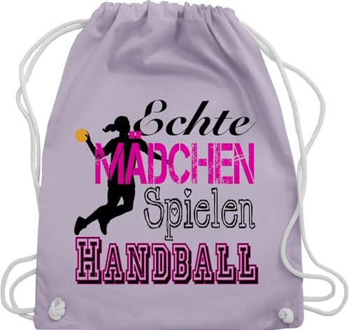 Shirtracer Turnbeutel Rucksack - EM 2026 Trikot Ersatz - Echte Mädchen Spielen Handball - Unisize - Pastell Lila - handballbeutel handballer juterucksäcke kinderturnbeutel hanball beutelrucksäcke