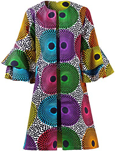 SHENBOLEN Women African Print Jacket Dashiki Traditional Top Dress(A,Large)
