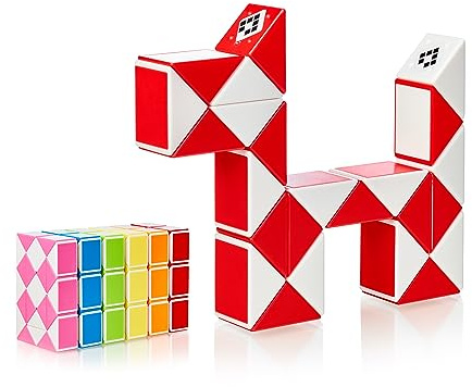 CUBIDI® Original Magic Snake - 24 Blöcke Rot | Knobelspiele für Kinder und Erwachsene | Ideal als Mitgebsel Kindergeburtstag, Kindergeburtstag Gastgeschenke oder kleine Geschenke für Kinder