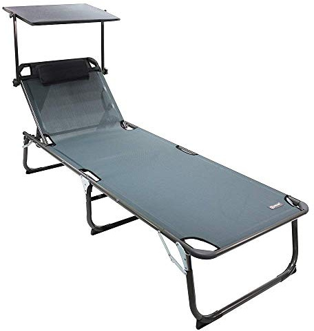 Homecall - Tumbona plegable XXL con parasol, Antracita