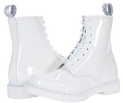 Dr. Martens Damen 1460 Mono Mode-Stiefel, Weiße Lacklampe, 38 EU